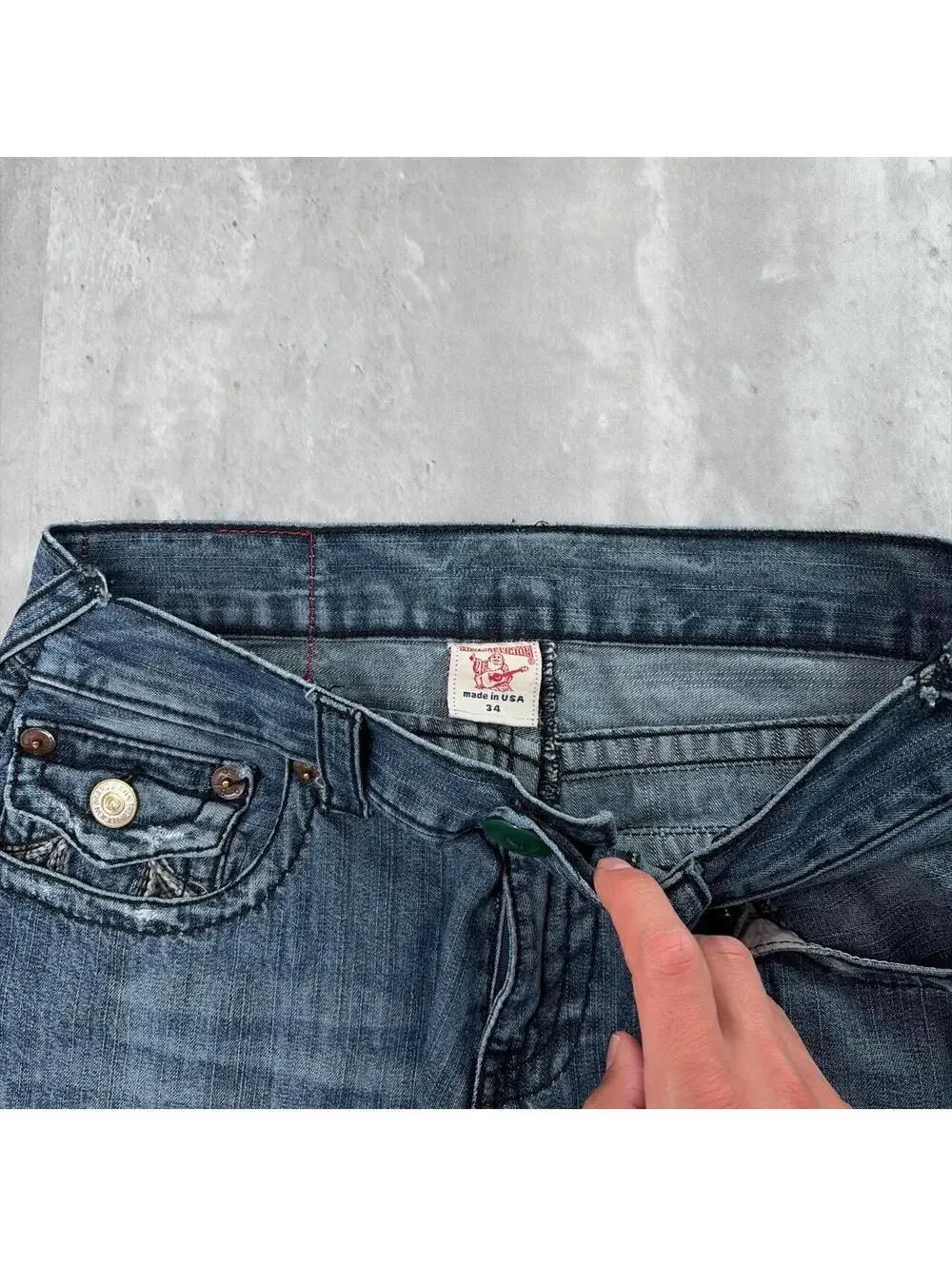Y2K Dark Wash True Religion Grunge Billy Big T Straight Denim Jeans